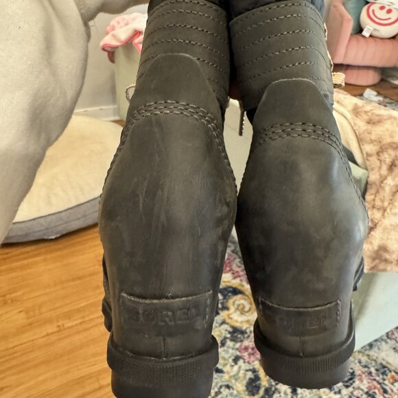 Sorel Womens Lexie Wedge Size 9.5 Green Slate Lace Up Wedge Bootie - Waterproof! - Picture 6 of 7